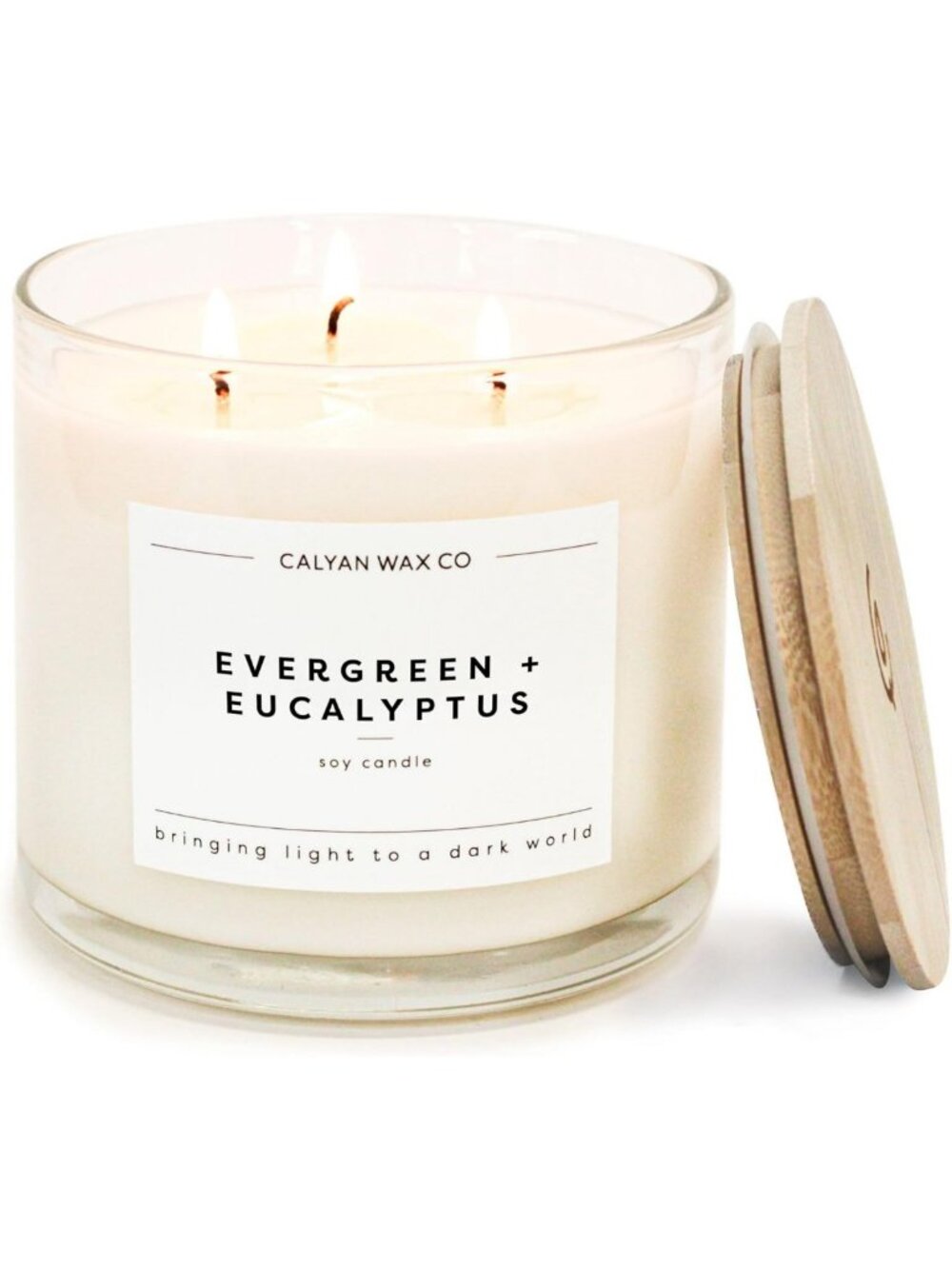 Luxury 3 Wick Soy Candle - Evergreen & Eucalyptus - Long Lasting 43 Hour Burn